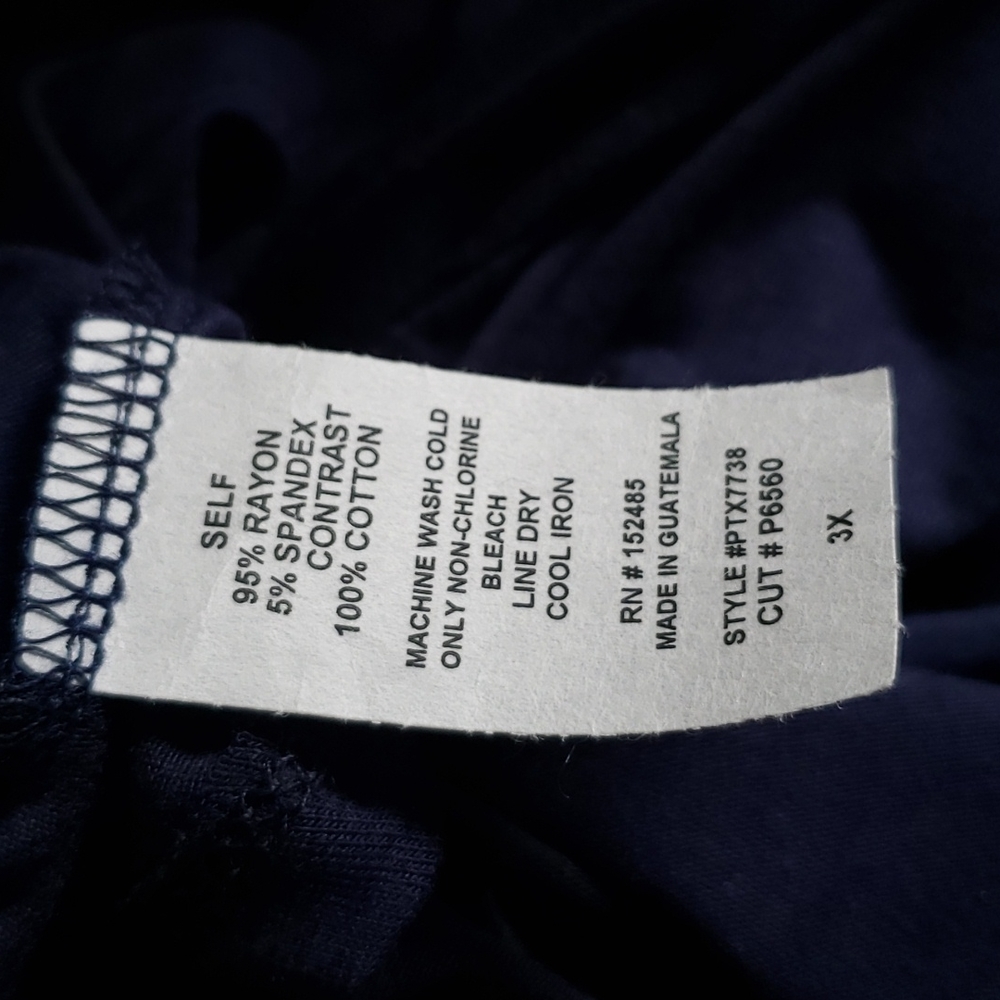 Papermoon, Shirt Sleeve Top with Elastic Sleeves, Dark Blue, 3X - Picture 4 of 4